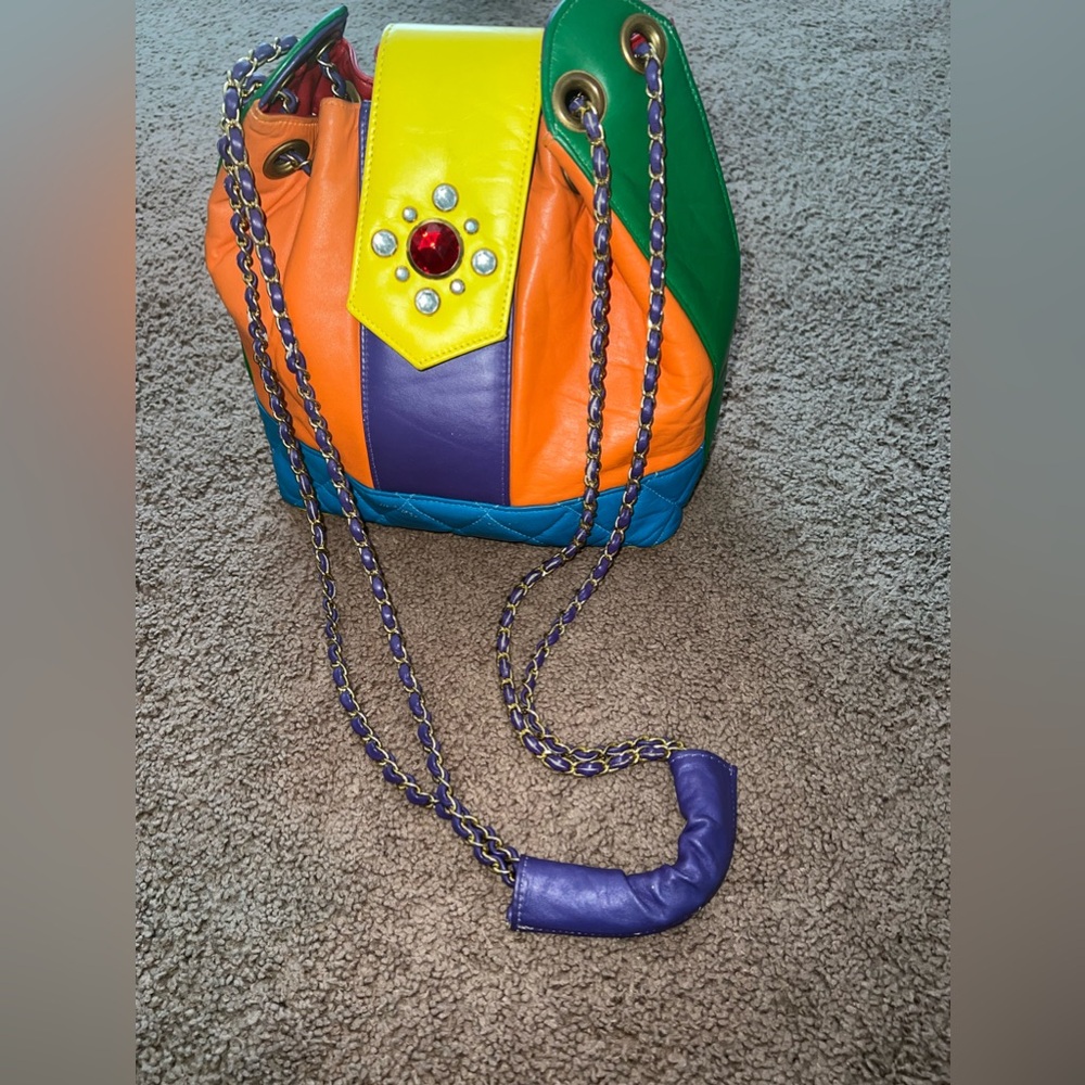 Vintage Colorful Women's Bag with Chain Strap. READ DESCRIPTION